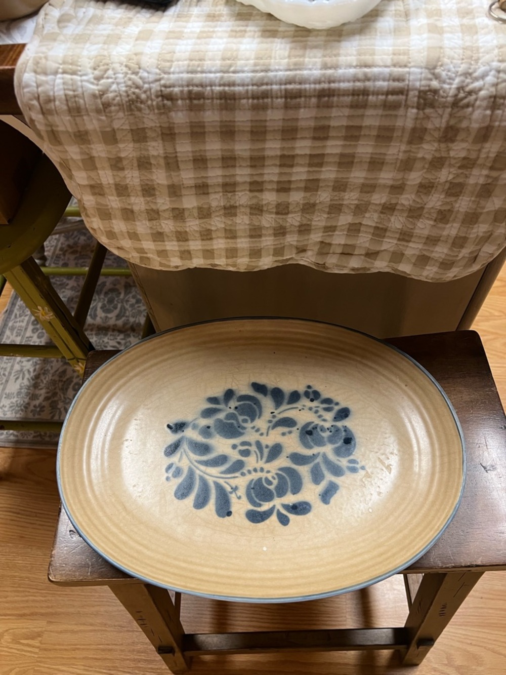 Pfaltzgraff Cream Platter with Blue Floral Motif